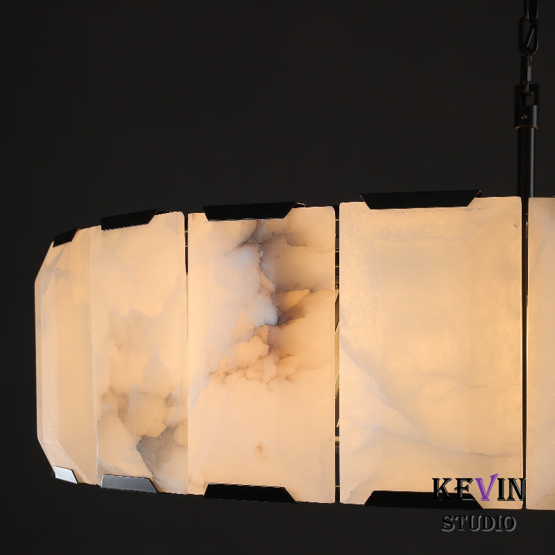 Helia Modern Translucent Calcite Round Chandelier 19", 31", 43", 60" chandelier Kevin Studio Inc   
