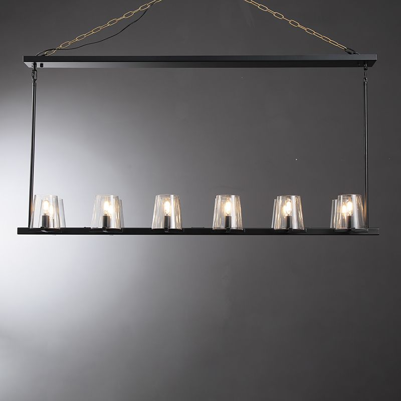 Korle Modern Clear Glass Linear Chandelier 49", 60" chandelier Kevin Studio Inc 60" Matte Black 