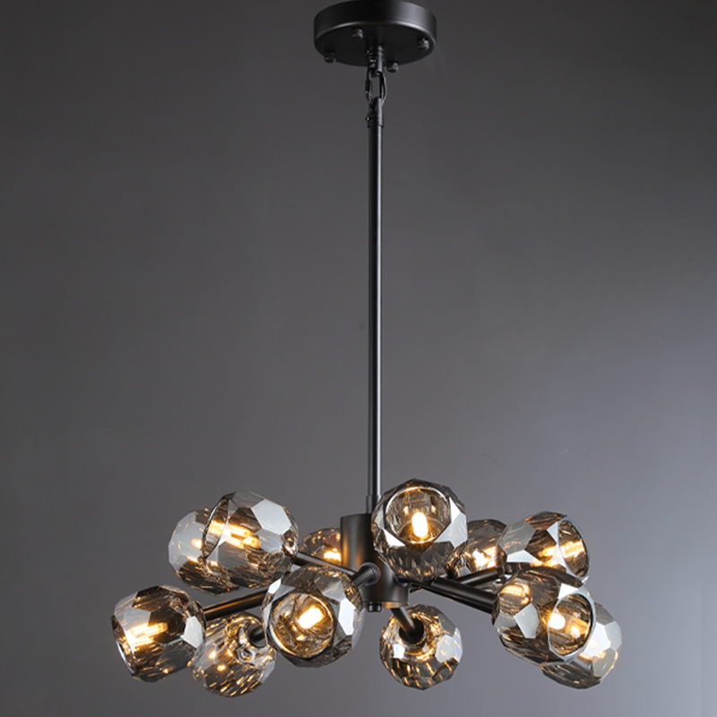 Floris Modern Crystal Ball Round Chandelier 24" For Living Room chandelier Kevin Studio Inc Matte Black Smoky 