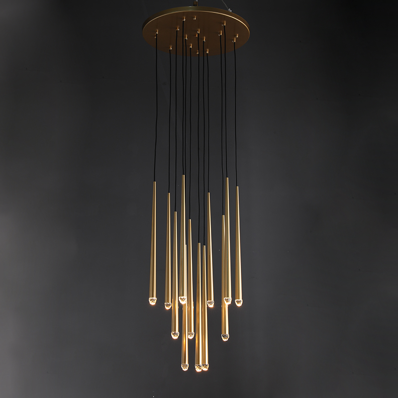 Sella Modern Tubular Round Chandelier 18", 24", 30", 48" chandelier Kevin Studio Inc 18" Lacquered Burnished Brass 