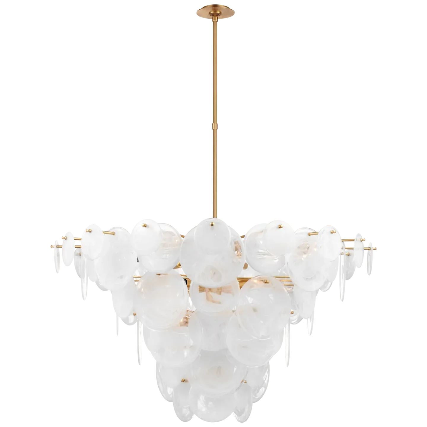 Kevin Talia Large Grass Chandelier 48", Modern Pendants Light for Dining Table Chandelier Kevin Studio Inc Brass White Stire Glass 