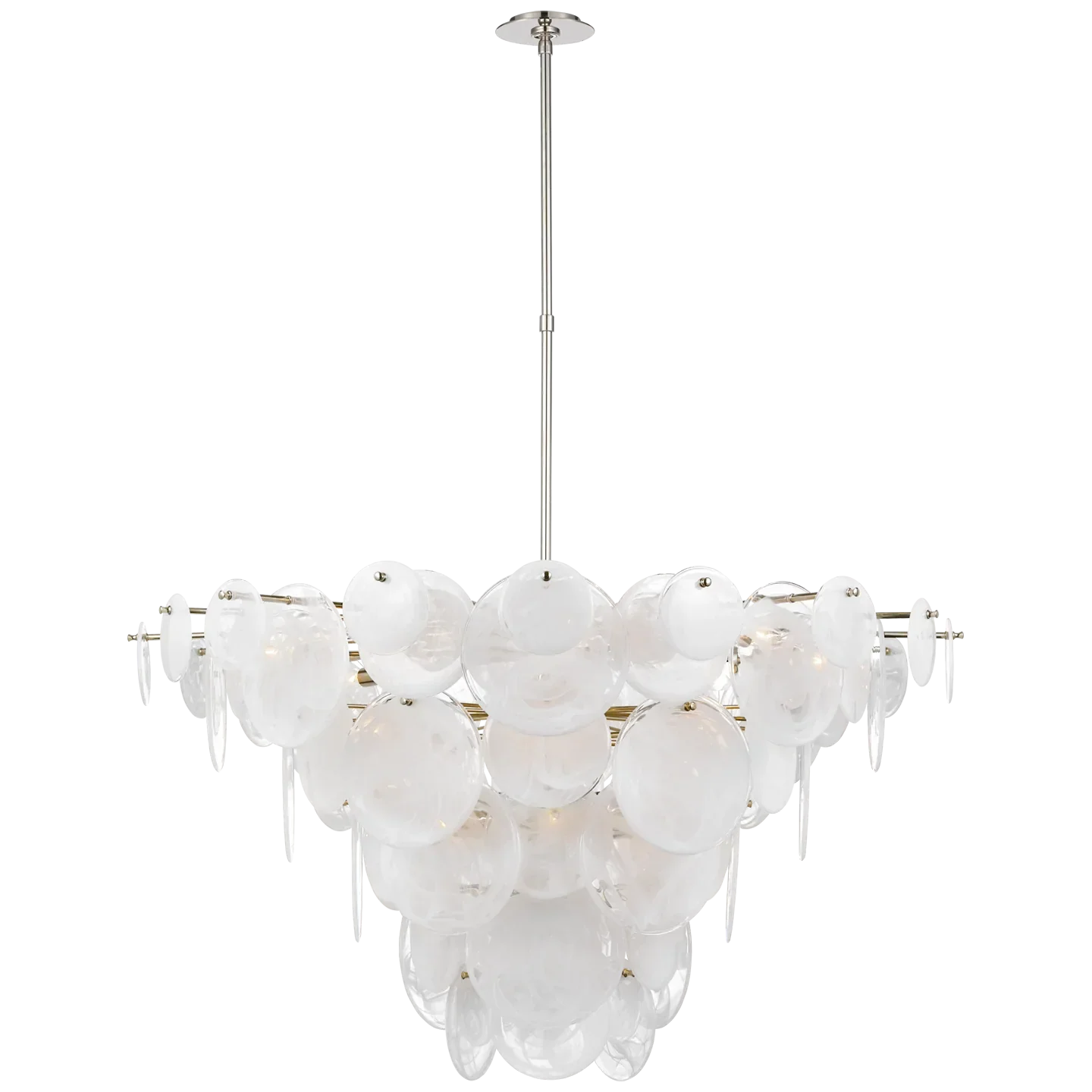 Kevin Talia Large Grass Chandelier 48", Modern Pendants Light for Dining Table Chandelier Kevin Studio Inc Polished Nickel White Stire Glass 