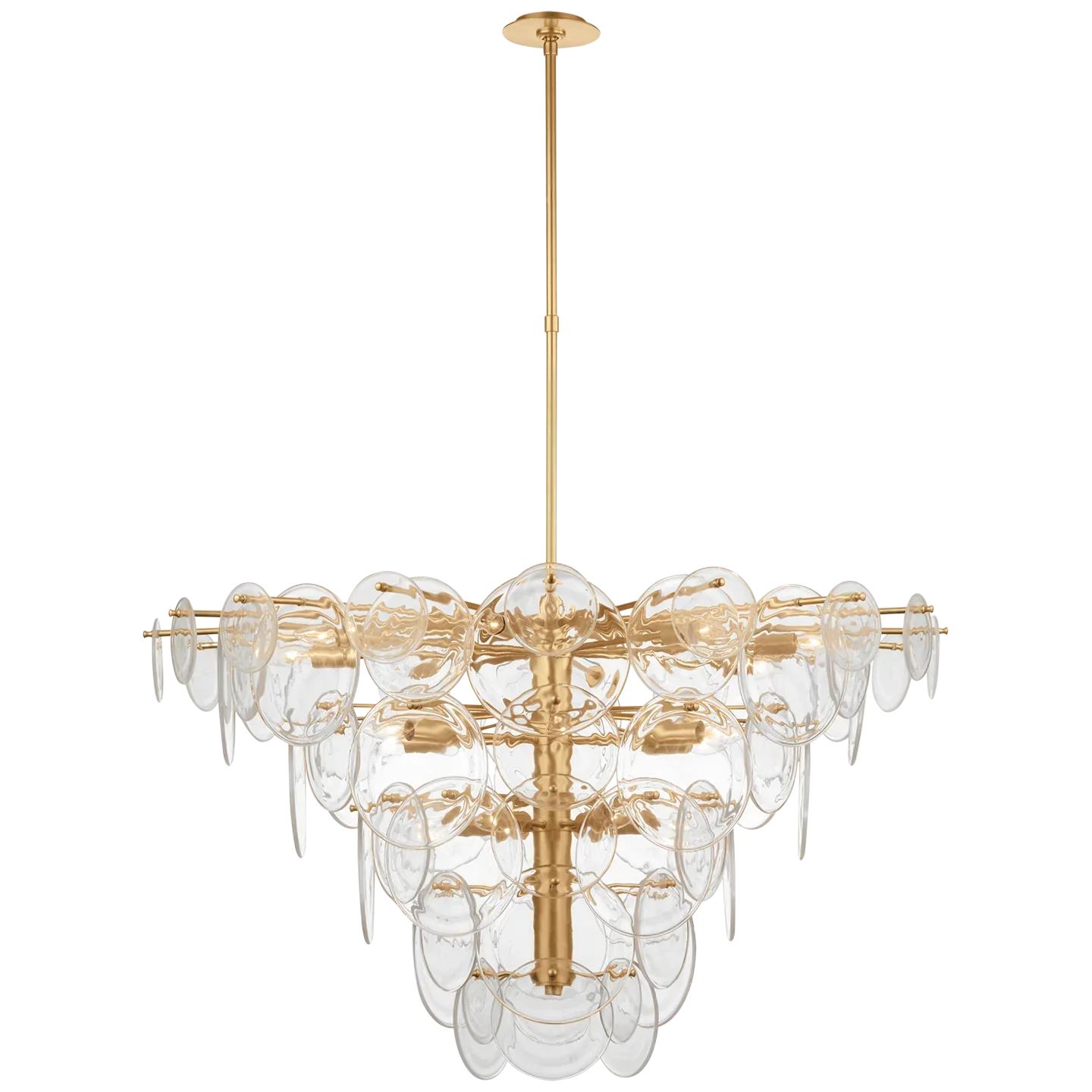 Kevin Talia Large Grass Chandelier 48", Modern Pendants Light for Dining Table Chandelier Kevin Studio Inc Brass Clear Stire Glass 