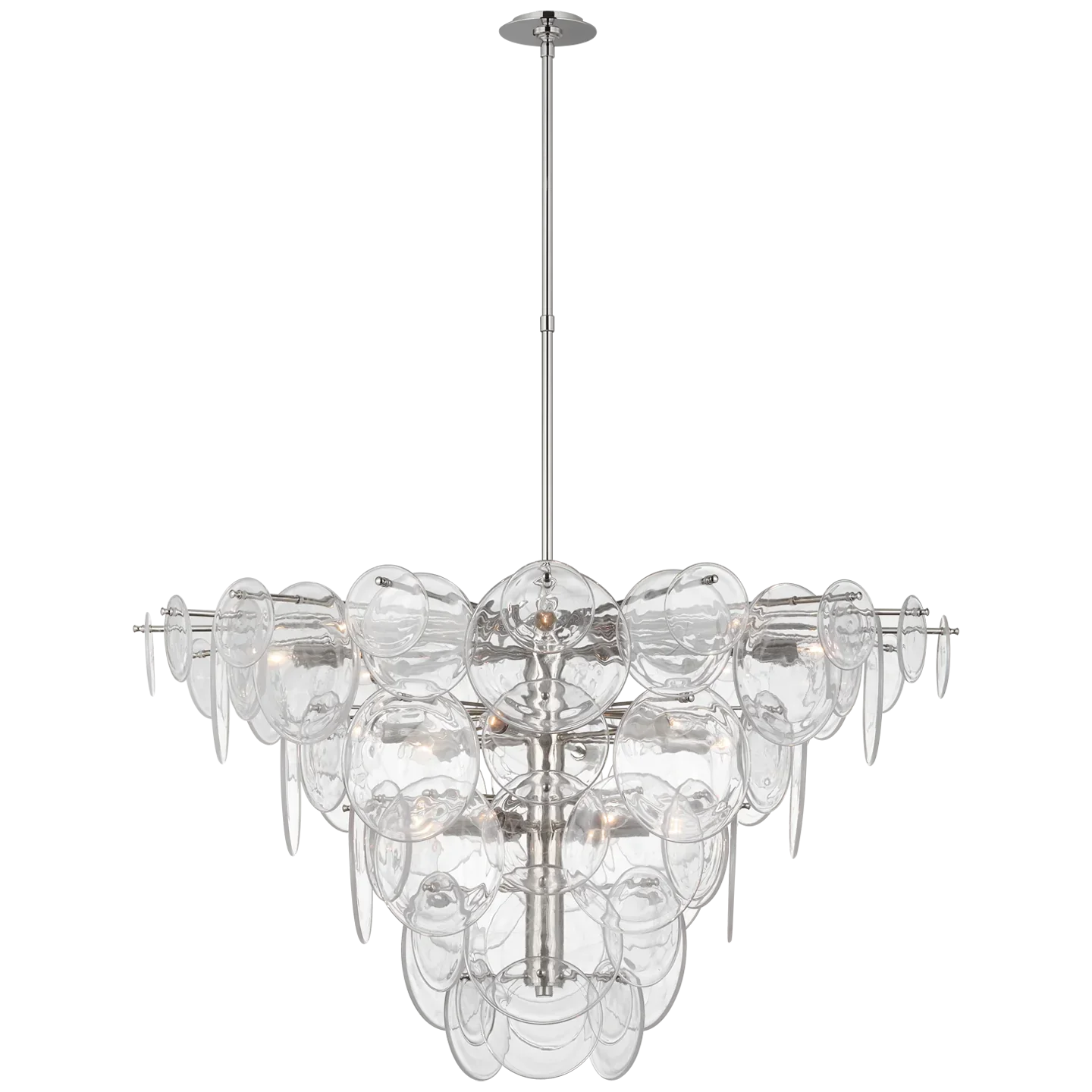 Kevin Talia Large Grass Chandelier 48", Modern Pendants Light for Dining Table Chandelier Kevin Studio Inc Polished Nickel Clear Stire Glass 