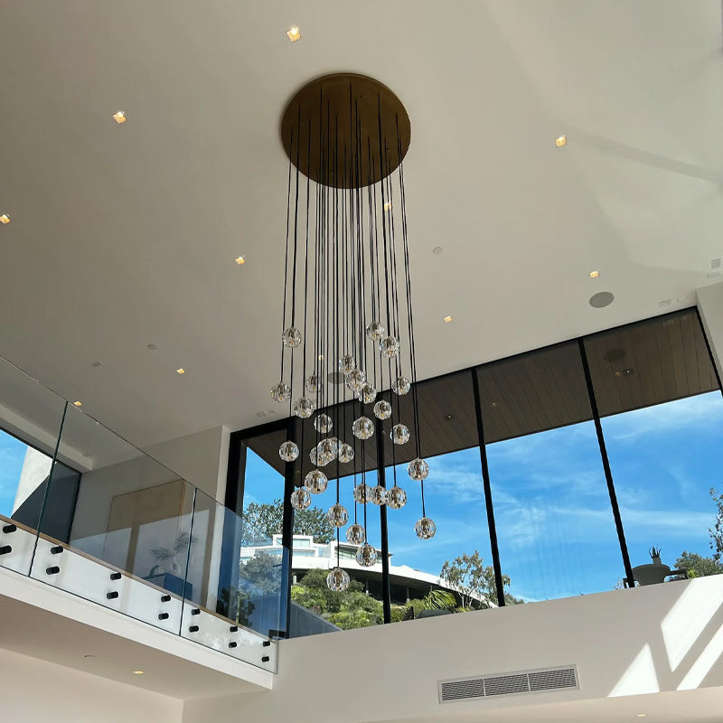 Floris Modern Crystal Ball Round Cluster Chandelier 19" chandelier Kevin Studio Inc   