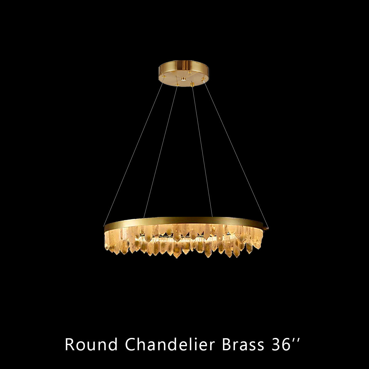 36 Inch Round Modern Chandelier Brass & Clear Geode Quartz Crystal Chandeliers Kevin Studio Inc Single Ring D36'' Brass 
