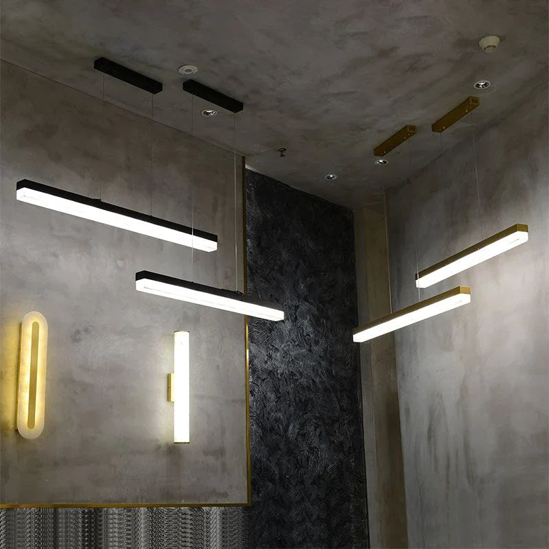 Prima Modern Alabaster Linear Pendant Light Over Kitchen Island, Chandelier Over Dining Table Pendant Light Kevin Studio Inc 39.37"L*2.36"W*2.36"H Black 