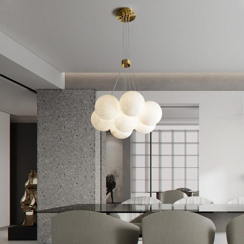 Sophie Modern Pearl Alabaster Ball Pendant Light, Dining Room Light Chandelier Kevin Studio Inc   