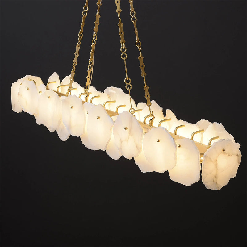 Carlos Alabaster Modern Snowflake Linear Chandelier with Chain chandelier Kevin Studio Inc   