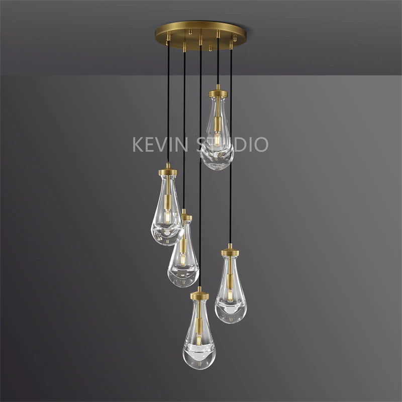Camelia Raindrop 5 Lights Modern Round 14" D Chandelier chandelier Kevin Studio Inc   