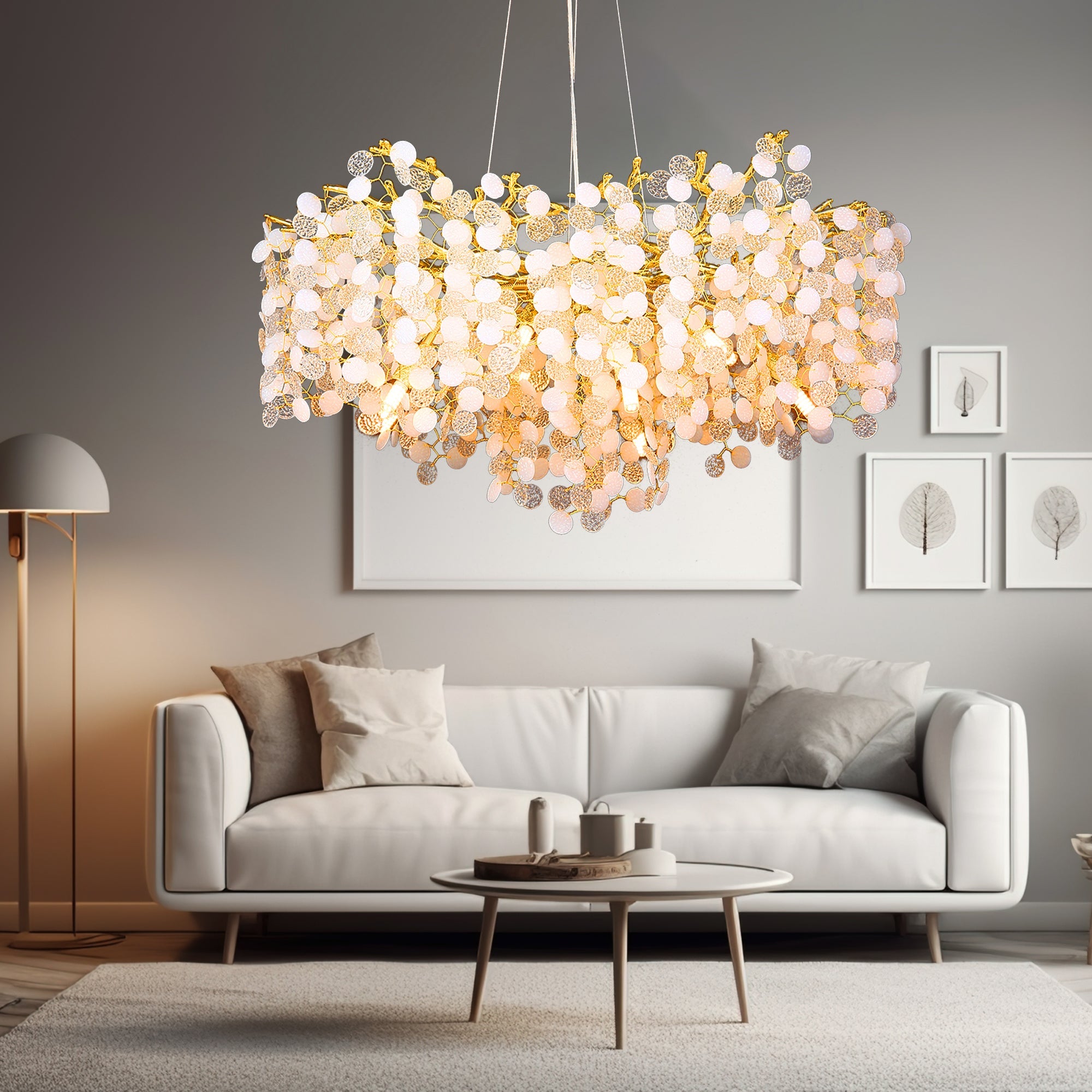 Elspeth Modern Clear Crystal Round Modern Branch Chandelier For Living Room chandelier Kevin Studio Inc   