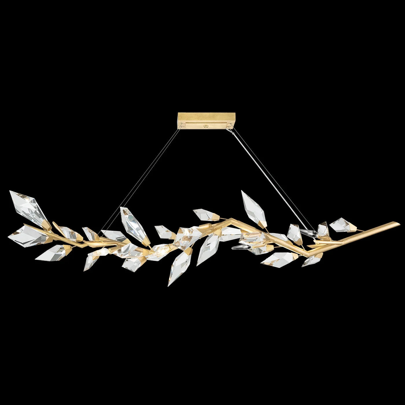 Aurelia Crystal Prism Linear Pendant Light 63.5”L  Kevin Studio Gold Leaf  