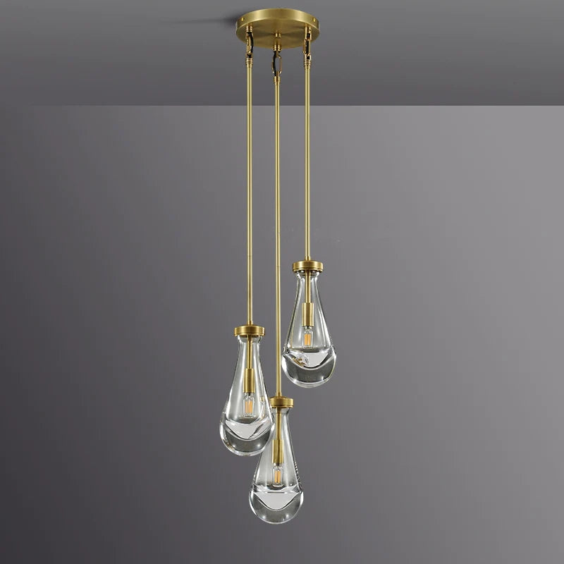 Camelia Raindrop 3 Light Modern Round Chandelier 7" D chandelier Kevin Studio Inc Vintage Brass Rod 