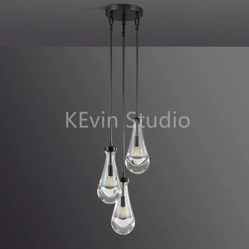 Camelia Raindrop 3 Light Modern Round Chandelier 7" D chandelier Kevin Studio Inc   