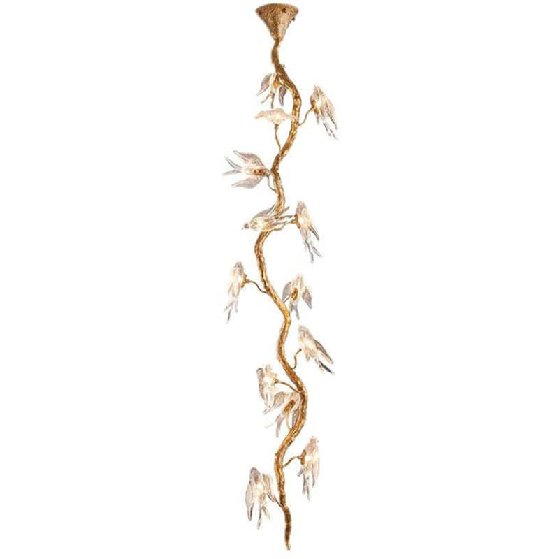 Madeline Bird Glass Tree Branch Long Staircase Chandelier Chandelier Kevin Studio Inc 17.7" D x 180" H  
