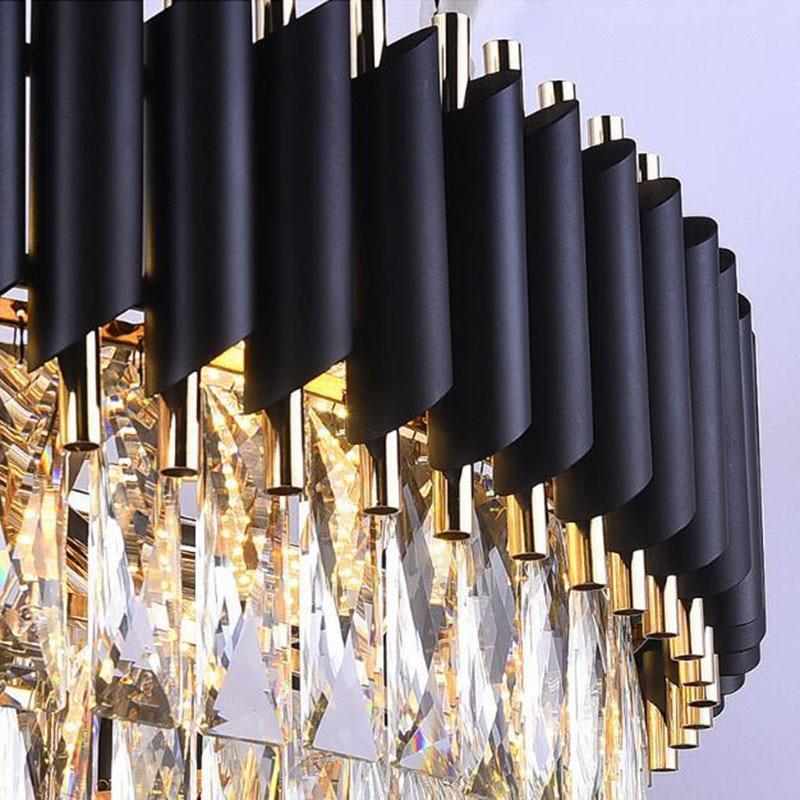 Nevaeh Modern Conical Crystal Round Chandelier Over Dining Table Chandeliers Kevin Studio Inc   