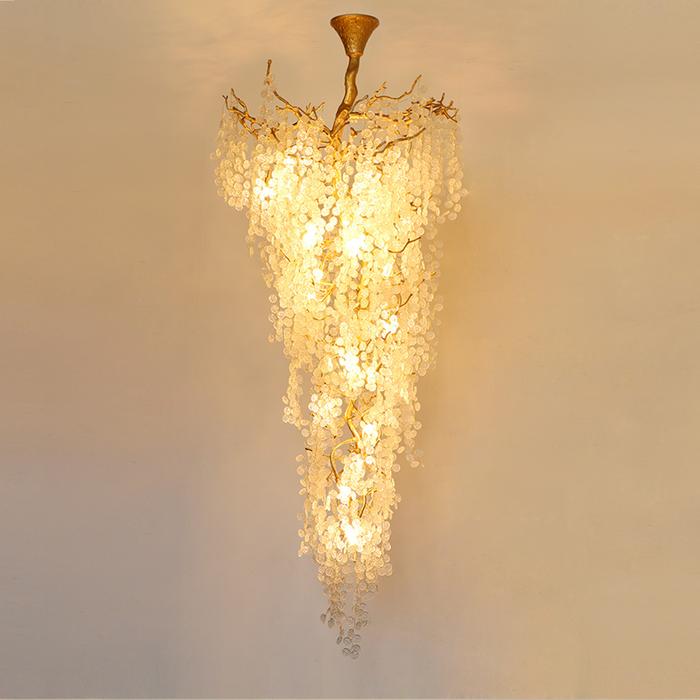 Electra Blossom Petal Detail Grand Staircase Chandelier Branch Chandelier Kevin Studio Inc   