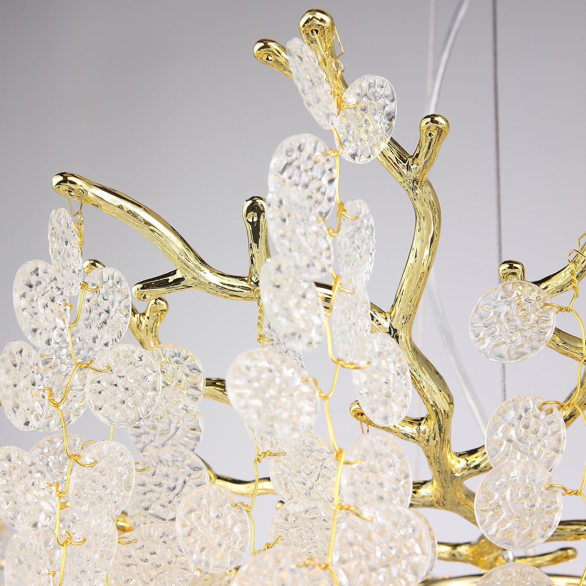 Hades Modern Gold Blossom Crystal Round Branch Chandelier For Living Room Branch Chandelier Kevin Studio Inc   