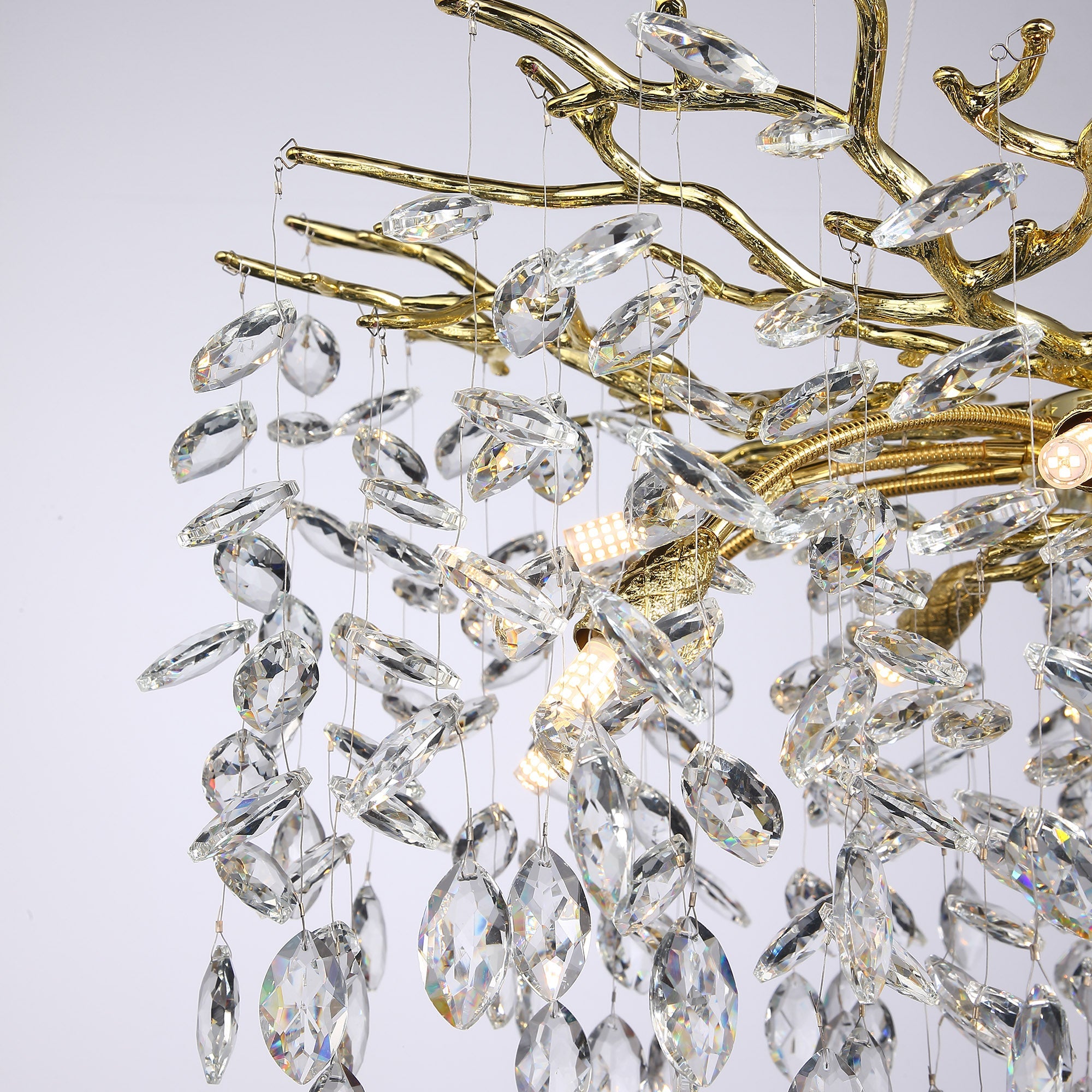 Helios Modern Oval Gold Clear Crystal Branch Chandelier For Living Room Branch Chandelier Kevin Studio Inc   