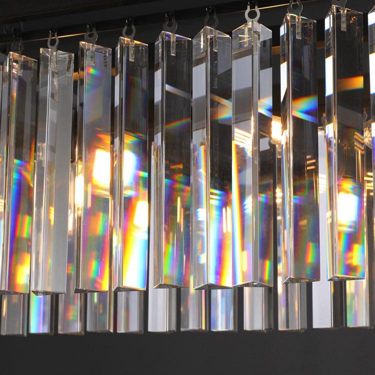 Luxury Modern Crystal Rectangular Chandelier Over Dining Table chandelier Kevin Studio Inc   