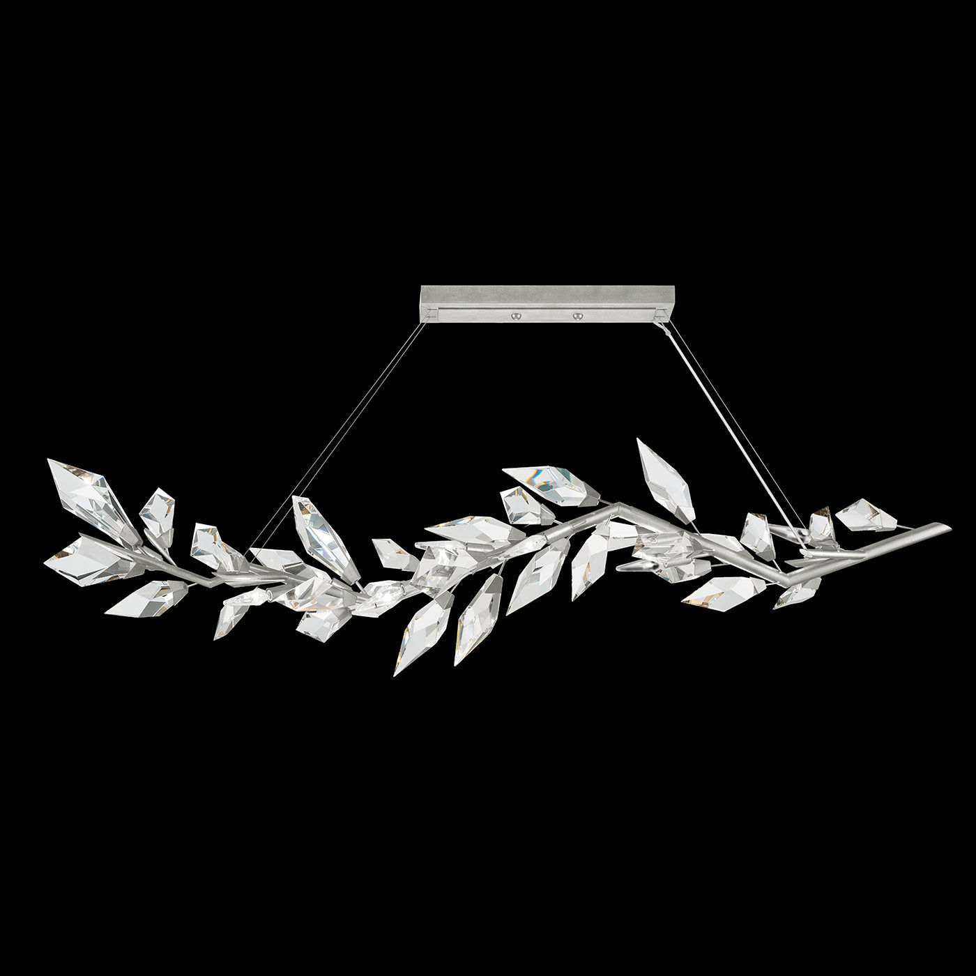 Aurelia Crystal Prism Linear Pendant Light 72" L  Kevin Studio Silver Leaf  