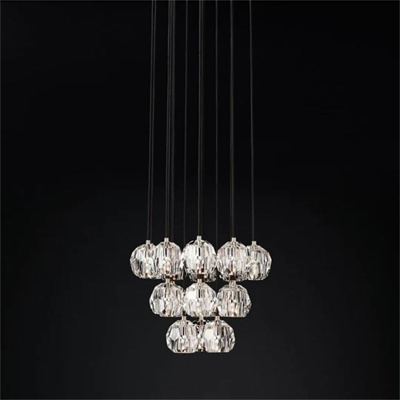 Floris Modern Crystal Ball Round Cluster Chandelier 19" chandelier Kevin Studio Inc Polished Nickel Clear 