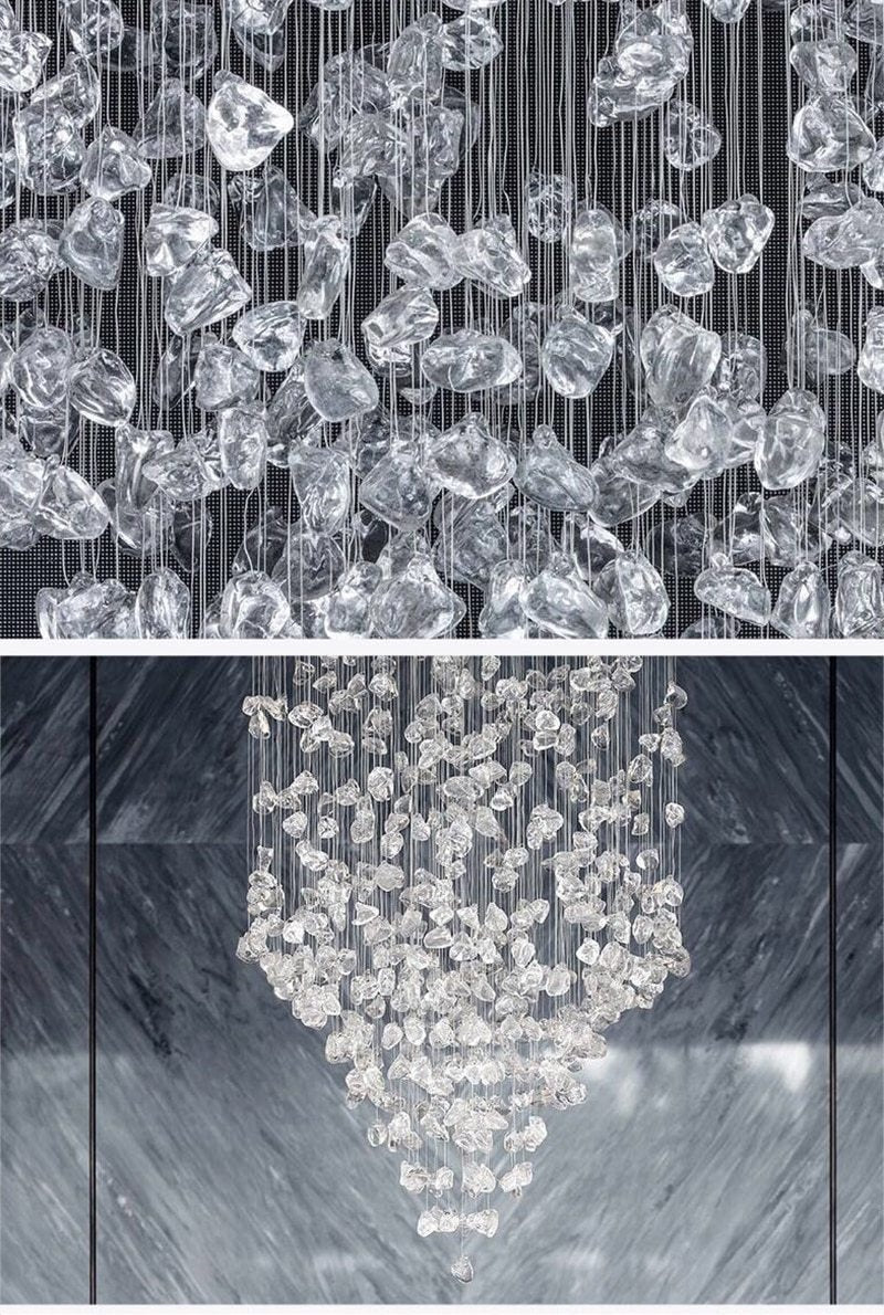 Rain Drop Crystal Falls Round Modern Chandelier For Staircase Chandeliers Kevin Studio Inc   
