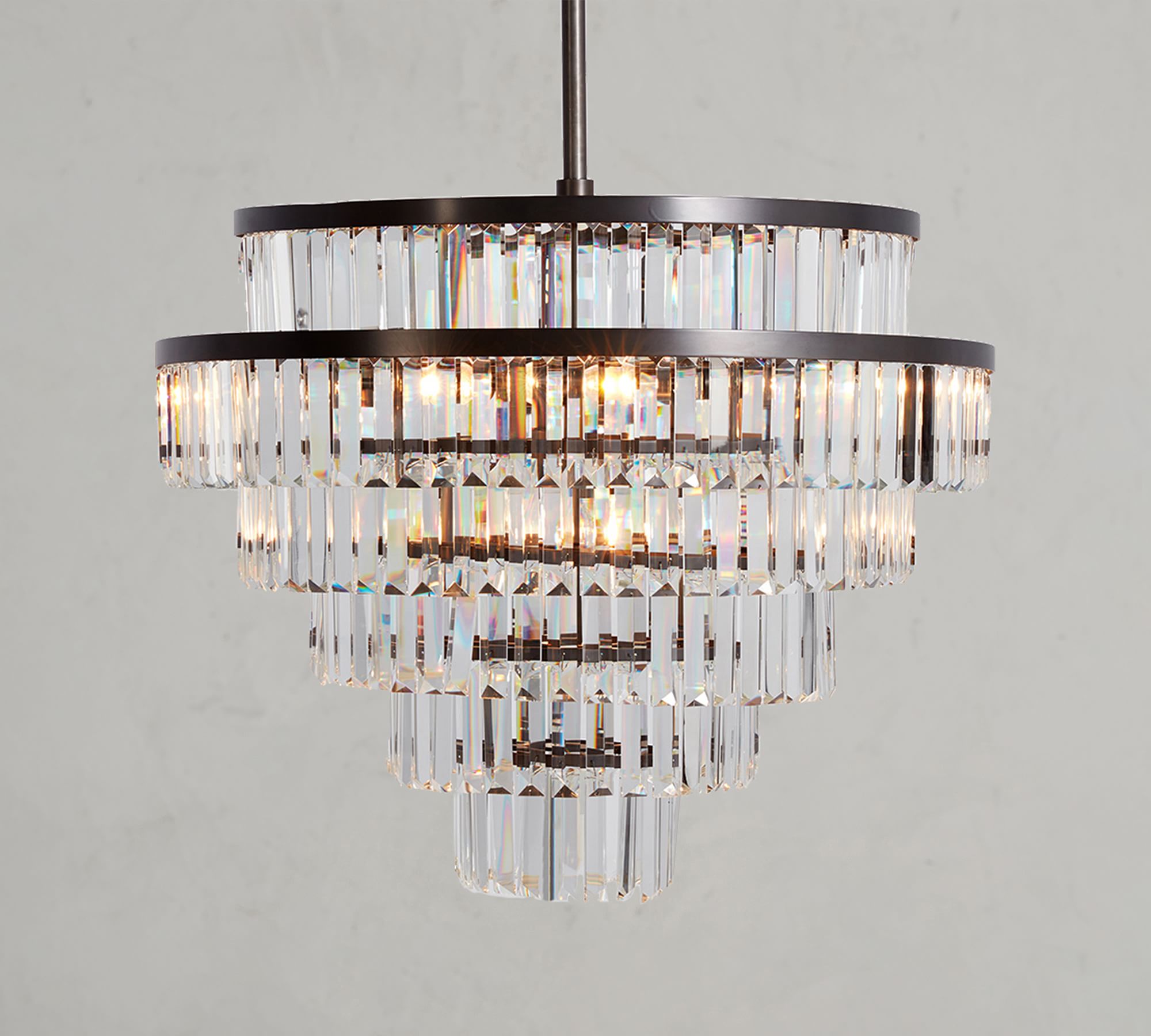 Whitney Modern Multi-Tier Crystal Round Chandelier Over Dining Table chandelier Kevin Studio Inc Matte Black  